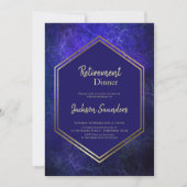 Navy Blue en Gold Retirement Dinner Kaart (Voorkant)