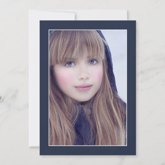 Navy Blue en Gold  Roos Quinceañera Foto Kaart (Achterkant)