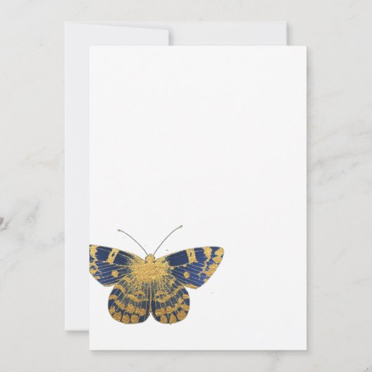 Navy Blue en Gold  Roos Quinceañera Kaart (Achterkant)