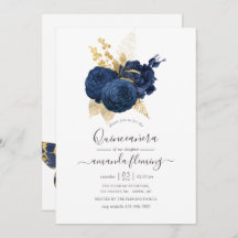 Navy Blue en Gold Roos Quinceañera