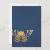 Navy Blue en Gold  Roos Quinceañera Kaart (Achterkant)