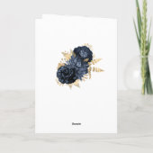 Navy Blue en Gold  Roos Wedding Foto Bedankkaart (Achterkant)