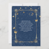 Navy Blue en Gold Royal Roos Elegant Quinceanera Kaart (Achterkant)