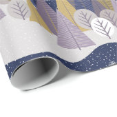 Navy Blue en Gold Scandinavische kerstbomen Cadeaupapier (Rol Hoek)