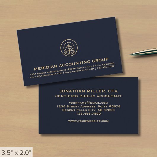 Navy Blue en Gold Seal Logo Visitekaartje