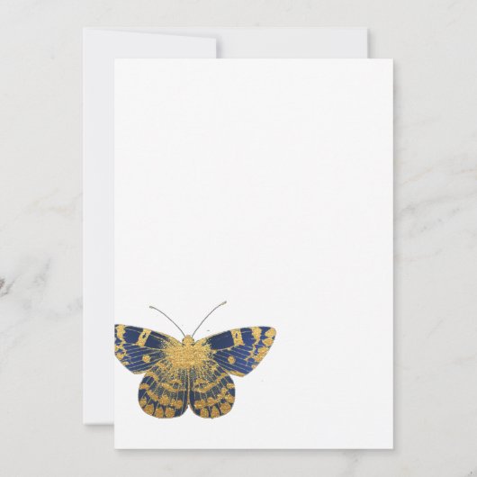 Navy Blue en Gold Shabby Rozen Quinceañera Kaart (Achterkant)