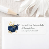 Navy Blue en Gold  Shabby Rozen Wedding Etiket (Insitu)