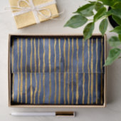 Navy Blue en Gold Striped Pattern Tissuepapier (Geschenk)