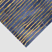 Navy Blue en Gold Striped Pattern Tissuepapier (Detail)