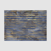 Navy Blue en Gold Striped Pattern Tissuepapier (Voorkant)