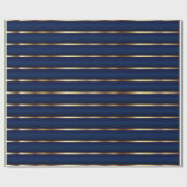 Navy Blue en Gold Stripes Cadeaupapier (Vlak)