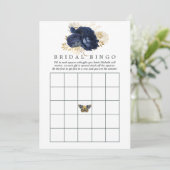 Navy Blue en Gold  Vrijgezellenfeest Bingo Kaart (Staand voorkant)