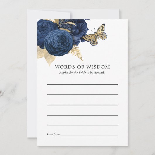 Navy Blue en Gold  Vrijgezellenfeest Kaart (Voorkant)