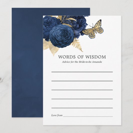 Navy Blue en Gold  Vrijgezellenfeest Kaart (Voorkant / Achterkant)