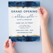 Navy Blue en Gold Waterverf Business Flyer (Hand)