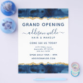 Navy Blue en Gold Waterverf Business Flyer (Enkel)