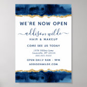 Navy Blue en Gold Waterverf Business Poster (Voorkant)