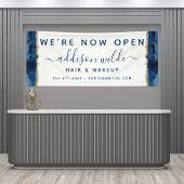 Navy Blue en Gold Waterverf Business Spandoek