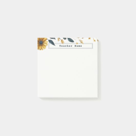 Navy Blue en Gold Waterverf Flowers  Post-it® Notes (Voorkant)