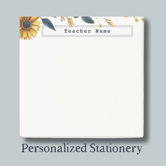 Navy Blue en Gold Waterverf Flowers  Post-it® Notes