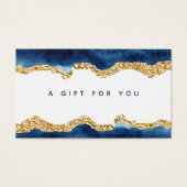 Navy Blue- en Gold-Waterverf-kaartje Visitekaartje (Voorkant)