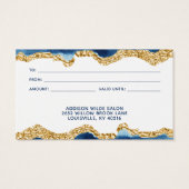 Navy Blue- en Gold-Waterverf-kaartje Visitekaartje (Achterkant)