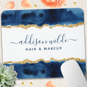 Navy Blue en Gold Waterverf Muismat