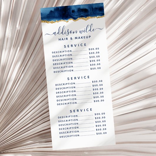 Navy Blue en Gold Waterverf-rackkaart Reclamekaart