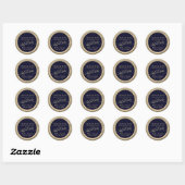 Navy Blue en Gold Wedding Favor Ronde Sticker (Vel)