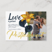 Navy Blue en Gold Wedding Postponement Advieskaart (Voorkant)