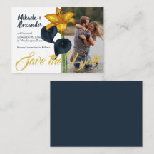 Navy Blue en Gold Wedding Save-the-Date