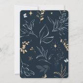 Navy Blue en Gold Wedding Save the Date Kaart (Achterkant)