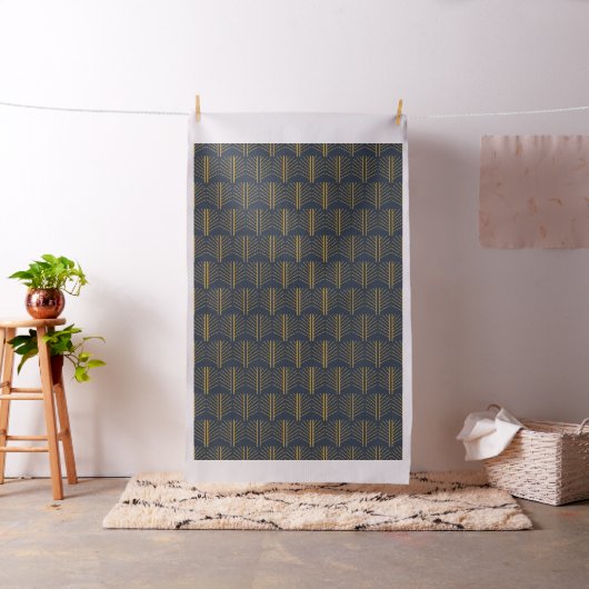 Navy Blue en Golden Art-decopatroon Stof (Voorbeeld)