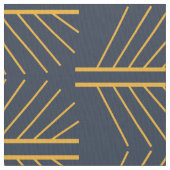 Navy Blue en Golden Art-decopatroon Stof (Close Up)