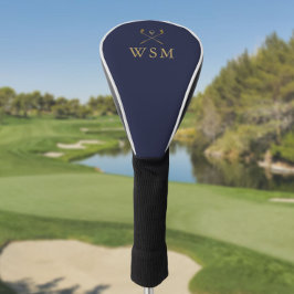 Navy Blue En Goud Op Maat Gemaakte Monogram Golfcl Golfheadcover