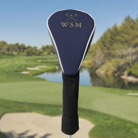 Navy Blue En Goud Op Maat Gemaakte Monogram Golfcl Golfheadcover