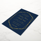 Navy blue en gouden geometrische bruiloft folie uitnodiging (Gedraaid)