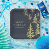 Navy Blue en gouden kerstboom Papieren Bordje (Feest)