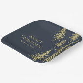 Navy Blue en gouden kerstboom Papieren Bordje (Gebogen)