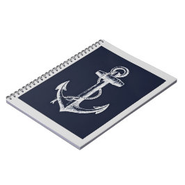 Navy Blue en Gray Anchor Notitieboek