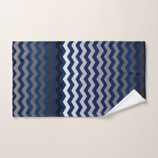Navy Blue en Gray Chevron Stripes Bad Handdoek (Handdoek)