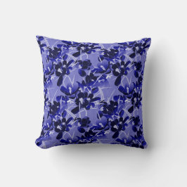  Navy Blue en Gray Floral Pattern Kussen
