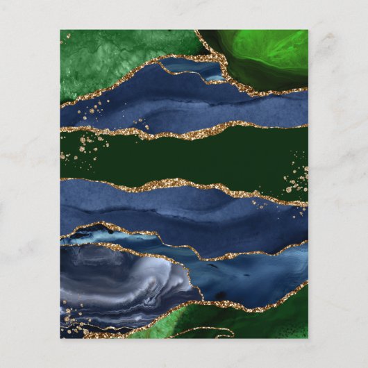 Navy Blue en Green Agate Save the Date (Achterkant)