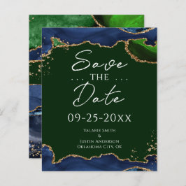 Navy Blue en Green Agate Save the Date
