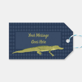 Navy Blue en Green Alligator Cadeaulabel