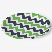 Navy Blue en Green Chevron Papieren Bordje (Gekanteld)