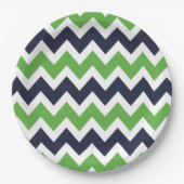 Navy Blue en Green Chevron Papieren Bordje (Voorkant)