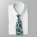 Navy-Blue en Green Floral Dammaskers Stropdas<br><div class="desc">Elegant donkerblauw blauw blauw blauw licht over de lichtgroene verwisselbare achtergrondkleur.</div>