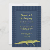 Navy Blue en Green Mannen Alligator Birthday Party Kaart (Voorkant)