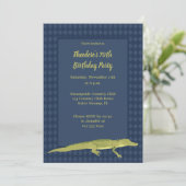 Navy Blue en Green Mannen Alligator Birthday Party Kaart (Staand voorkant)